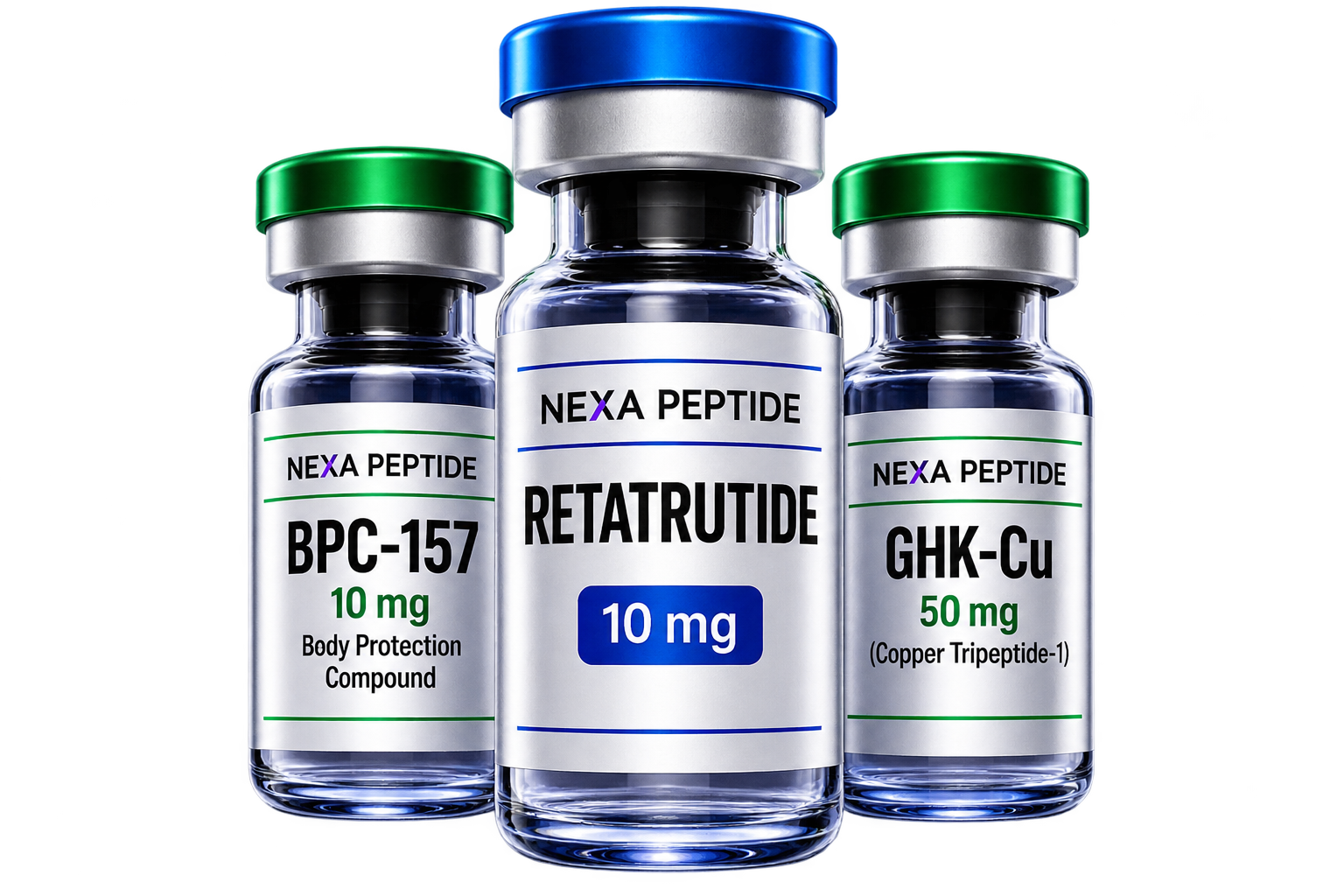 BPC-157 10 mg, Retatrutide 10 mg y GHK-Cu 50 mg NEXA